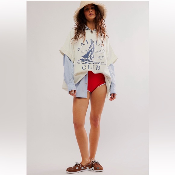 Nwt. Free People x Retrobrand Yacht Club Short Sleeve Sweatahirt - Picture 5 of 6